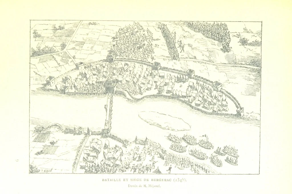 An illustration from Bergerac sous les Anglais. Essai historique sur le consulat et la communauté de Bergerac au moyen âge, 1893, leaf 73