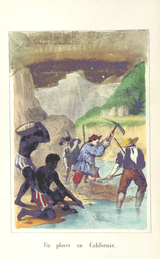 An illustration from Voyage aux pays aurifères, Afrique, Mexique, Californie, Pérou, Chili, Nouvelle-Calédonie, Australie, Russie ... illustré par J. B. Arnout, père, 1855, leaf 12