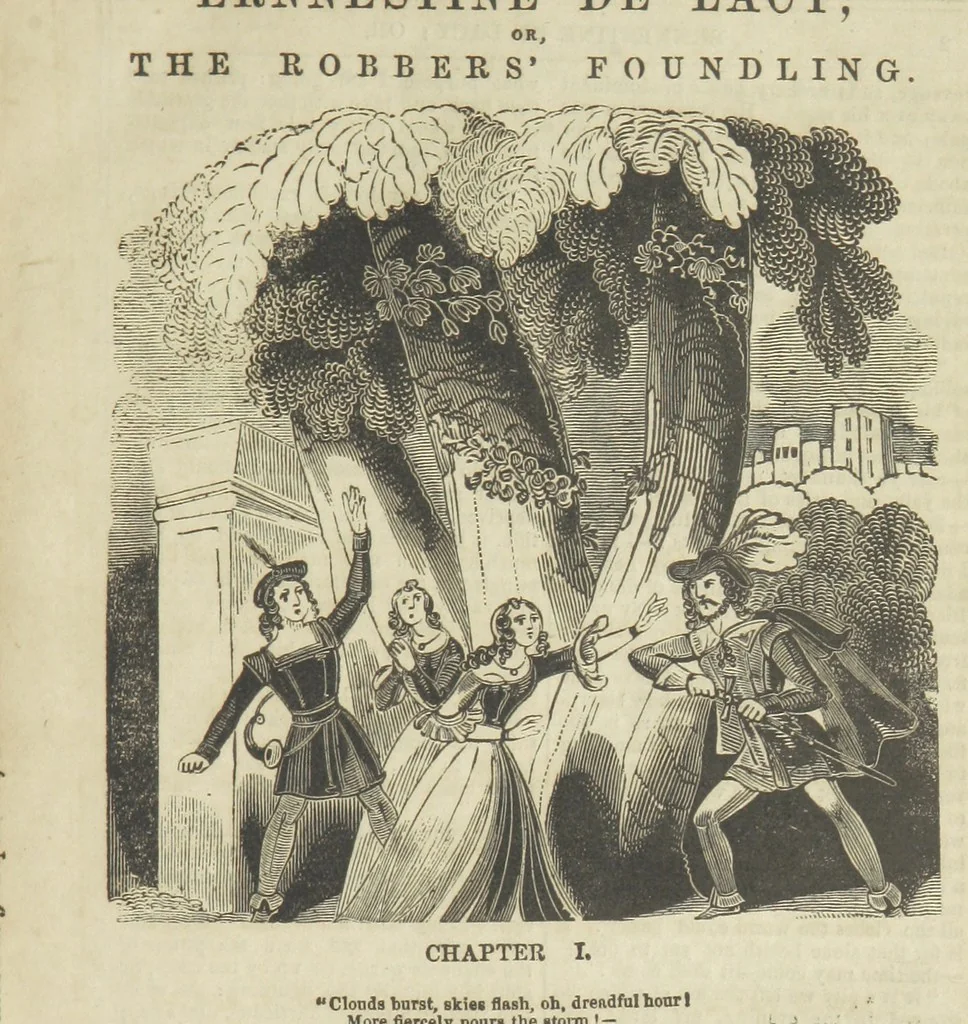 An illustration from Ernestine de Lacy, or the Robber's Foundling. An Old English Romance. By the author of “Angelina” ... etc., etc, 1854, leaf 13