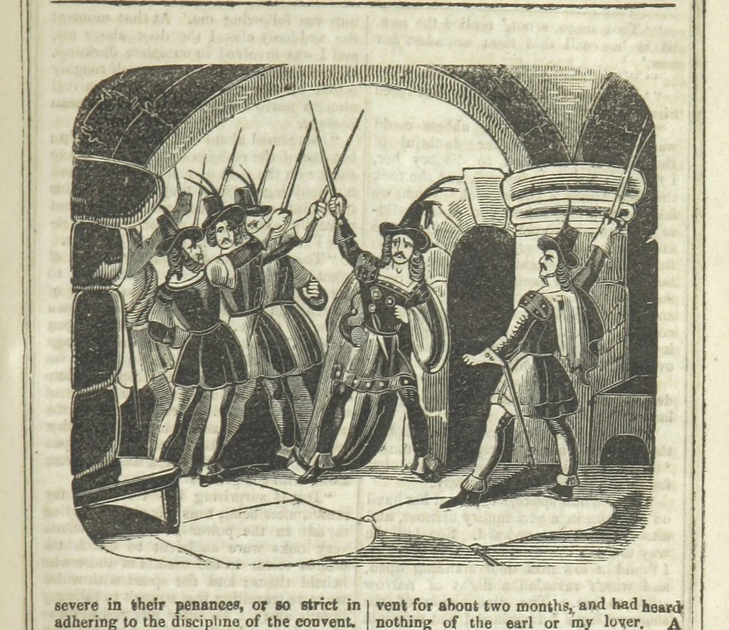 An illustration from Ernestine de Lacy, or the Robber's Foundling. An Old English Romance. By the author of “Angelina” ... etc., etc, 1854, leaf 133