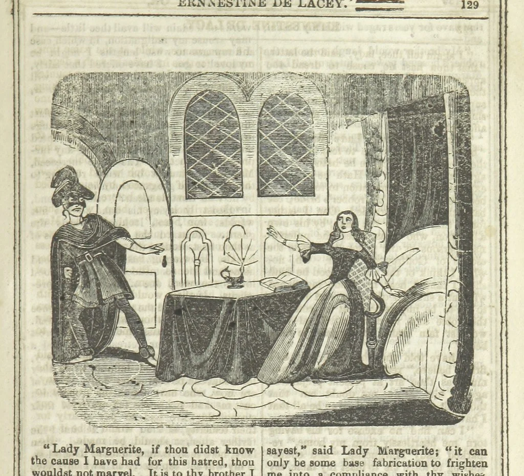 An illustration from Ernestine de Lacy, or the Robber's Foundling. An Old English Romance. By the author of “Angelina” ... etc., etc, 1854, leaf 141
