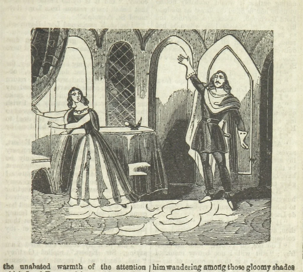 An illustration from Ernestine de Lacy, or the Robber's Foundling. An Old English Romance. By the author of “Angelina” ... etc., etc, 1854, leaf 149