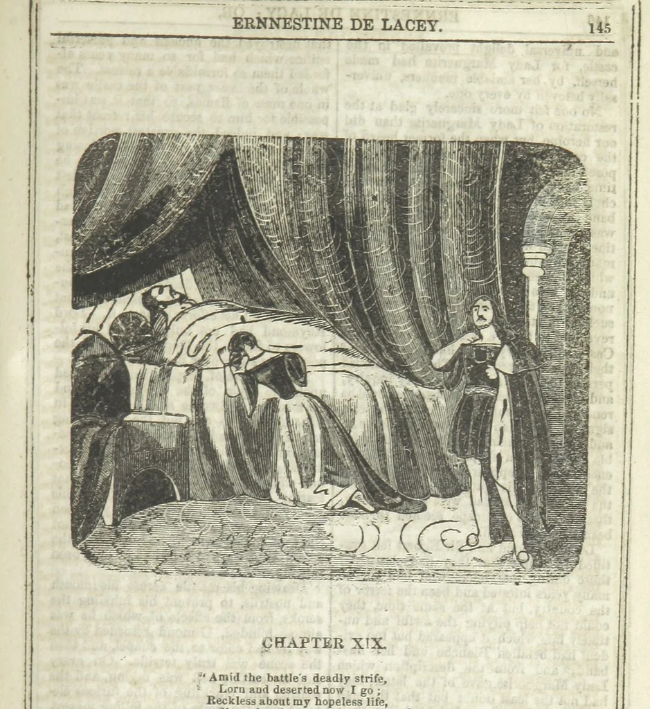 An illustration from Ernestine de Lacy, or the Robber's Foundling. An Old English Romance. By the author of “Angelina” ... etc., etc, 1854, leaf 157