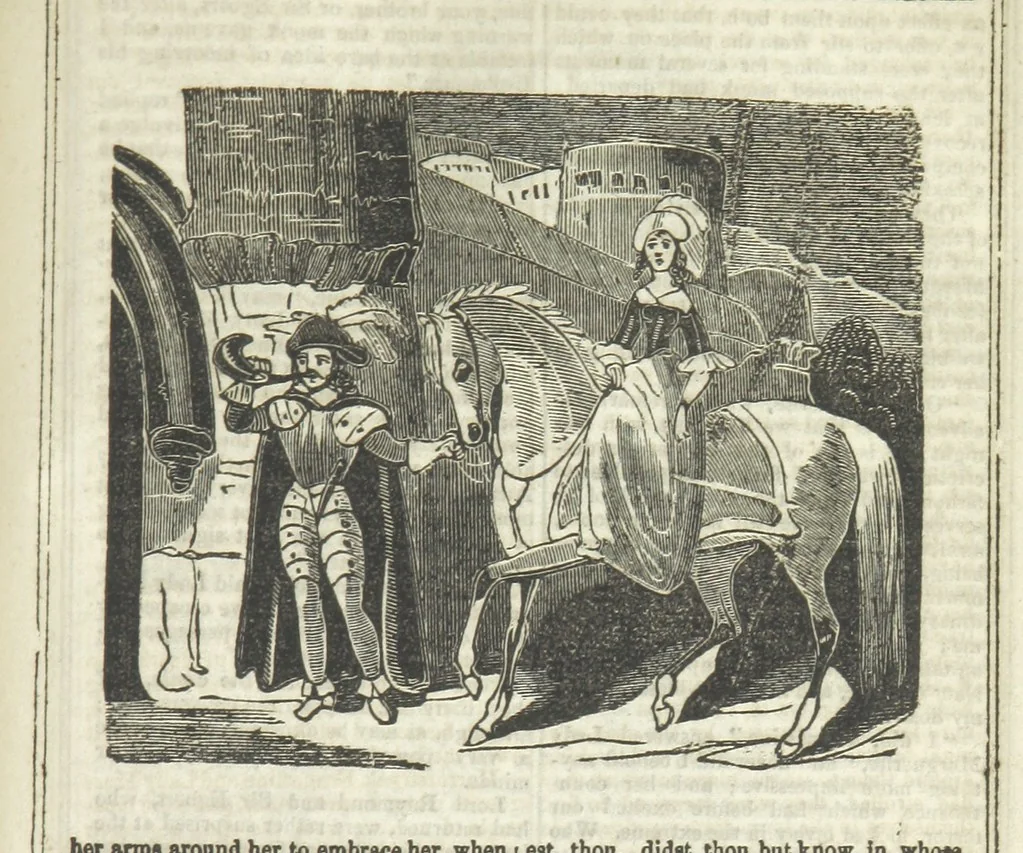 An illustration from Ernestine de Lacy, or the Robber's Foundling. An Old English Romance. By the author of “Angelina” ... etc., etc, 1854, leaf 189