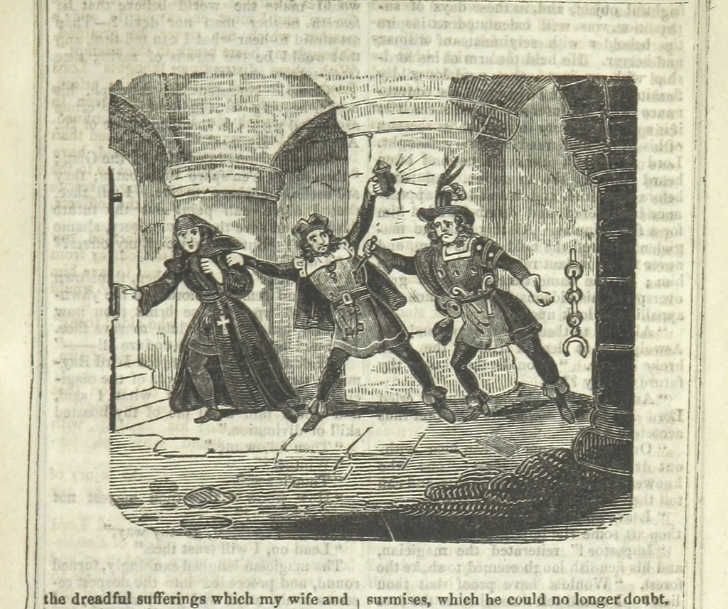 An illustration from Ernestine de Lacy, or the Robber's Foundling. An Old English Romance. By the author of “Angelina” ... etc., etc, 1854, leaf 77
