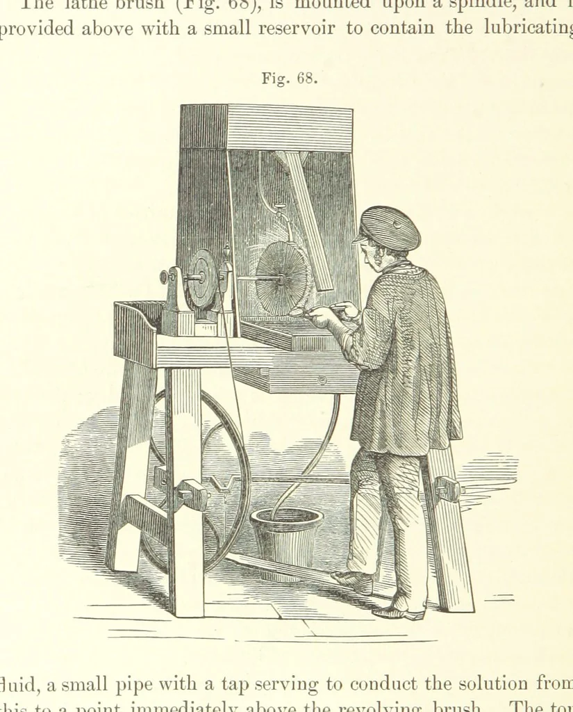 An illustration from A complete Treatise on the Electro-deposition of Metals ... Translated from the German of Dr. G. Langbein ... with additions by William T. Brannt ... Illustrated, etc, 1891, leaf 134