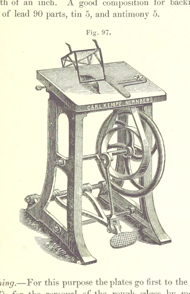 An illustration from A complete Treatise on the Electro-deposition of Metals ... Translated from the German of Dr. G. Langbein ... with additions by William T. Brannt ... Illustrated, etc, 1891, leaf 315