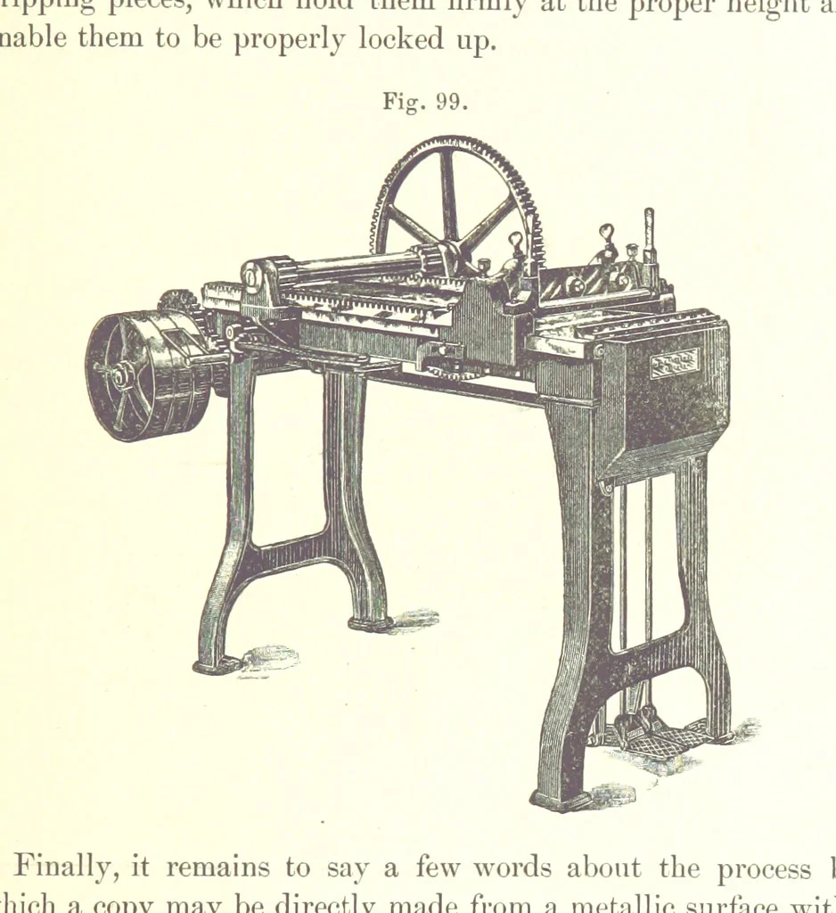 An illustration from A complete Treatise on the Electro-deposition of Metals ... Translated from the German of Dr. G. Langbein ... with additions by William T. Brannt ... Illustrated, etc, 1891, leaf 317