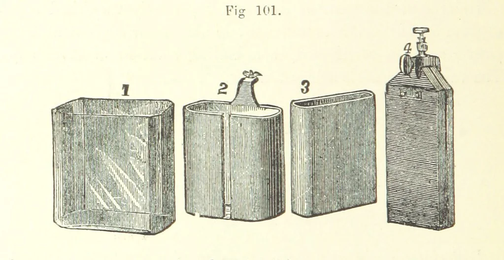 An illustration from A complete Treatise on the Electro-deposition of Metals ... Translated from the German of Dr. G. Langbein ... with additions by William T. Brannt ... Illustrated, etc, 1891, leaf 348