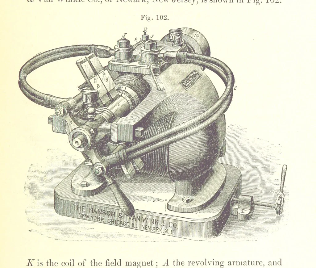 An illustration from A complete Treatise on the Electro-deposition of Metals ... Translated from the German of Dr. G. Langbein ... with additions by William T. Brannt ... Illustrated, etc, 1891, leaf 349