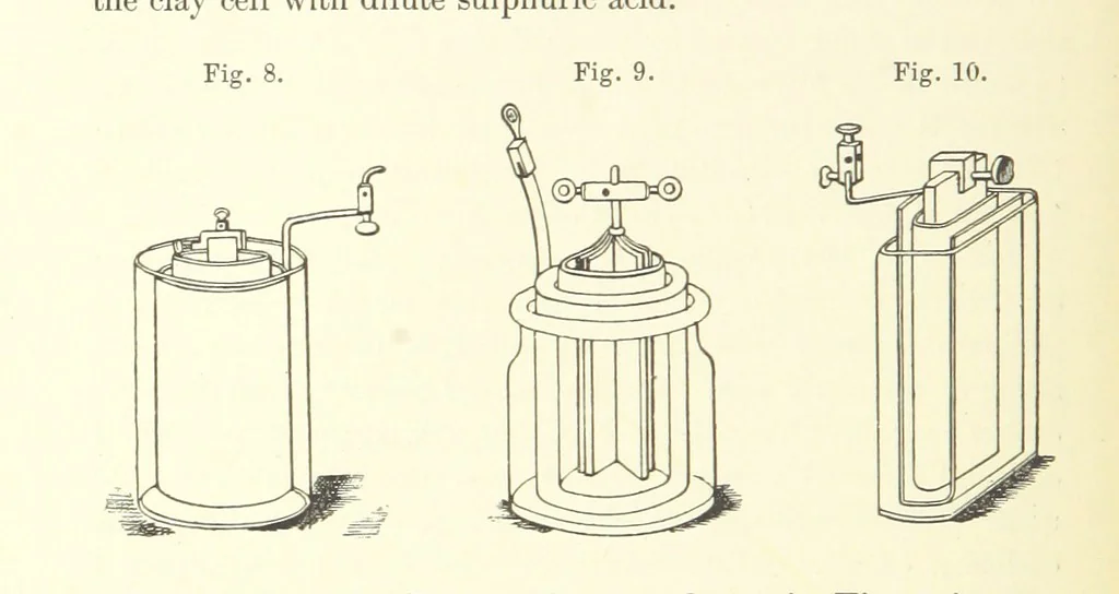 An illustration from A complete Treatise on the Electro-deposition of Metals ... Translated from the German of Dr. G. Langbein ... with additions by William T. Brannt ... Illustrated, etc, 1891, leaf 68