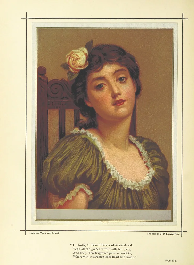 An illustration from Love-Knots and Bridal-Bands: poems and rhymes of wooing and wedding, and valentine verses. Selected ... by F. L. ... With sixteen coloured illustrations by G. D. Leslie, ... W. F. Yeames, etc, 1883, leaf 186
