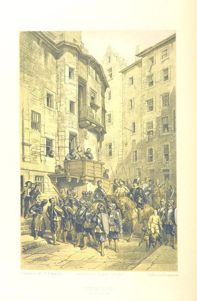 An illustration from Scotland delineated in a series of views by C. Stanfield ... G. Cattermole ... (Sir W. Allan) ...Drawn in lithography by J. D. Harding (Carrick, etc.). With historical, antiquarian and descriptive letterpress by J. P. L, 1858, leaf 102