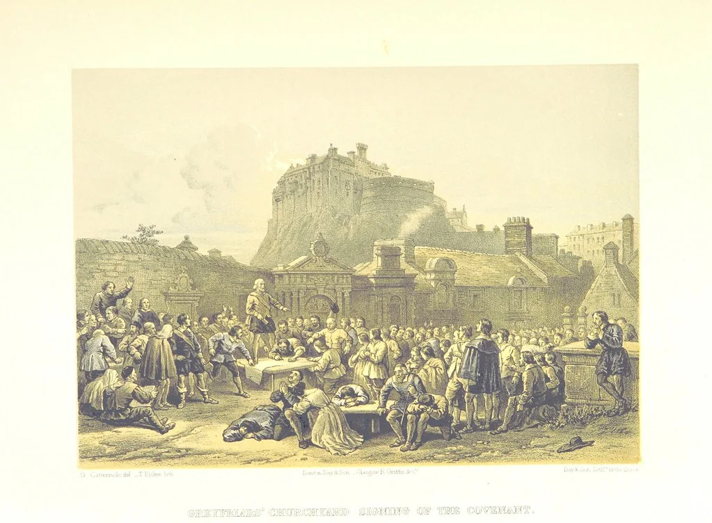 An illustration from Scotland delineated in a series of views by C. Stanfield ... G. Cattermole ... (Sir W. Allan) ...Drawn in lithography by J. D. Harding (Carrick, etc.). With historical, antiquarian and descriptive letterpress by J. P. L, 1858, leaf 153