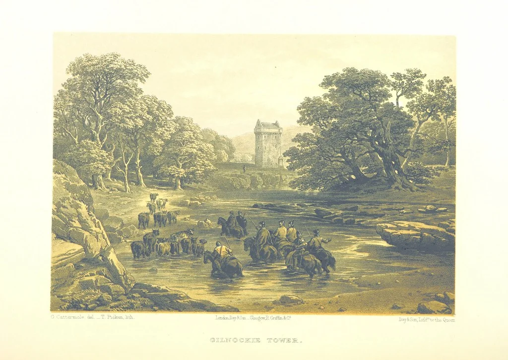 An illustration from Scotland delineated in a series of views by C. Stanfield ... G. Cattermole ... (Sir W. Allan) ...Drawn in lithography by J. D. Harding (Carrick, etc.). With historical, antiquarian and descriptive letterpress by J. P. L, 1858, leaf 324