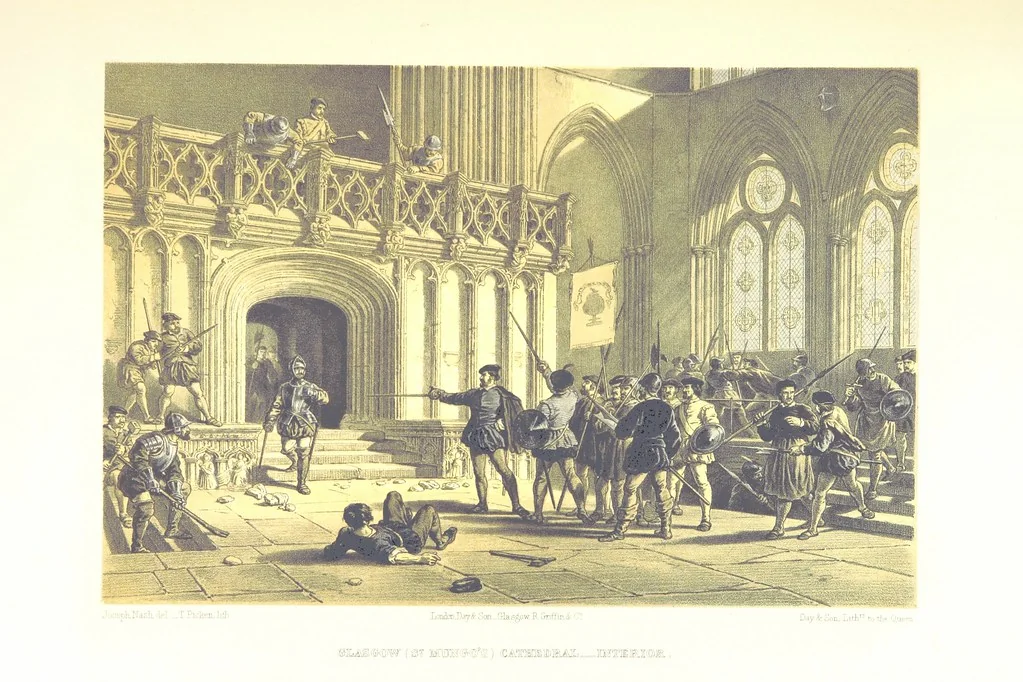 An illustration from Scotland delineated in a series of views by C. Stanfield ... G. Cattermole ... (Sir W. Allan) ...Drawn in lithography by J. D. Harding (Carrick, etc.). With historical, antiquarian and descriptive letterpress by J. P. L, 1858, leaf 363