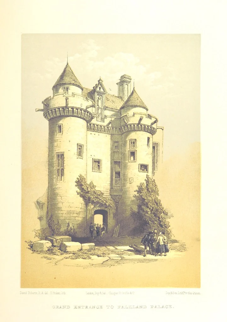 An illustration from Scotland delineated in a series of views by C. Stanfield ... G. Cattermole ... (Sir W. Allan) ...Drawn in lithography by J. D. Harding (Carrick, etc.). With historical, antiquarian and descriptive letterpress by J. P. L, 1858, leaf 373