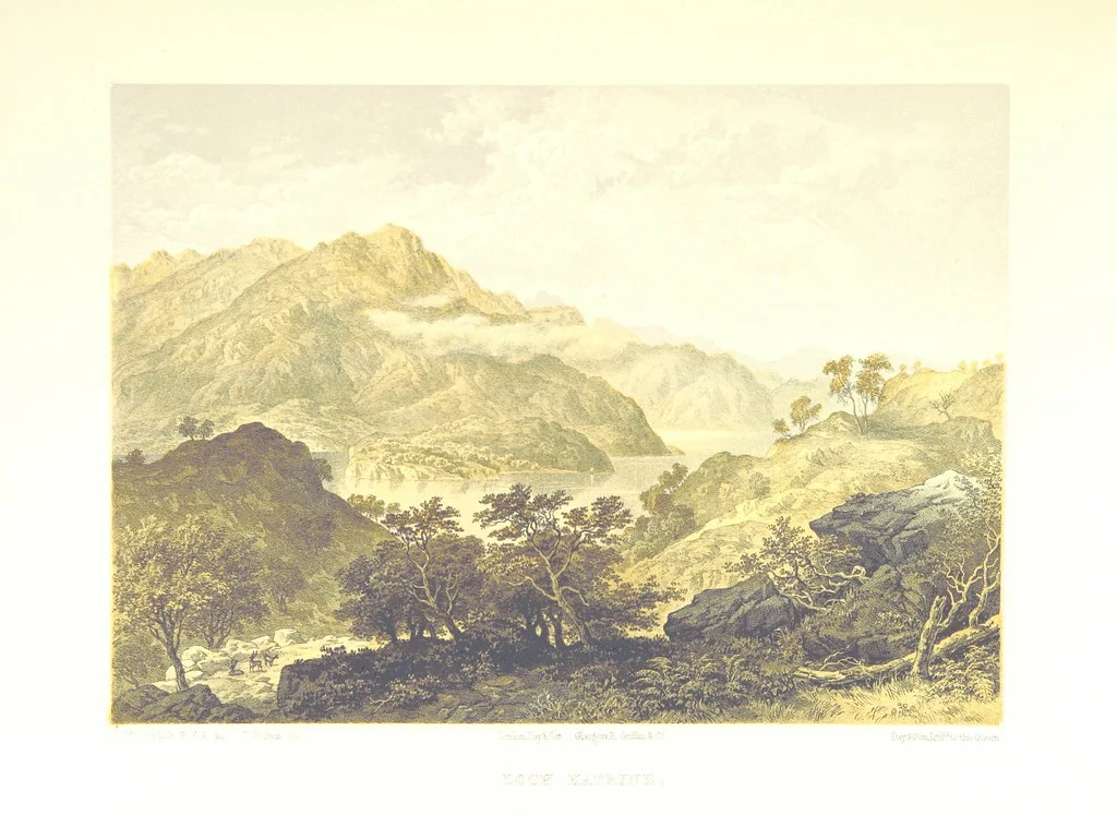 An illustration from Scotland delineated in a series of views by C. Stanfield ... G. Cattermole ... (Sir W. Allan) ...Drawn in lithography by J. D. Harding (Carrick, etc.). With historical, antiquarian and descriptive letterpress by J. P. L, 1858, leaf 403