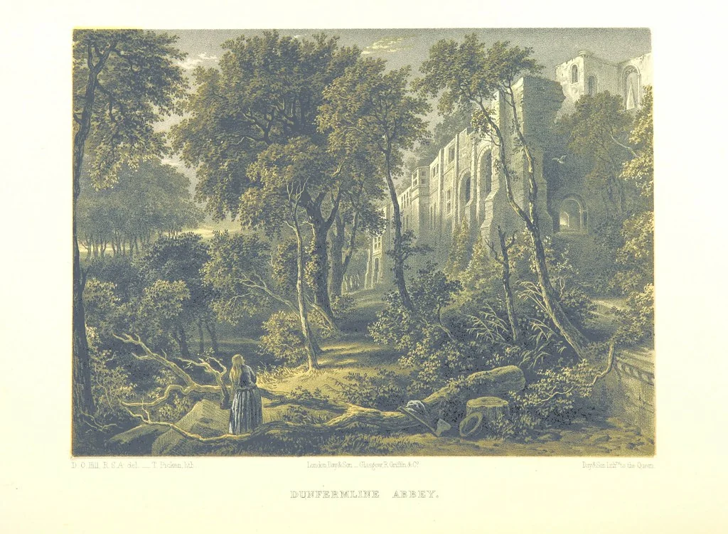 An illustration from Scotland delineated in a series of views by C. Stanfield ... G. Cattermole ... (Sir W. Allan) ...Drawn in lithography by J. D. Harding (Carrick, etc.). With historical, antiquarian and descriptive letterpress by J. P. L, 1858, leaf 408
