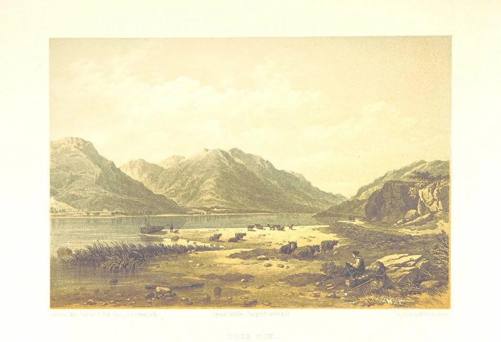 An illustration from Scotland delineated in a series of views by C. Stanfield ... G. Cattermole ... (Sir W. Allan) ...Drawn in lithography by J. D. Harding (Carrick, etc.). With historical, antiquarian and descriptive letterpress by J. P. L, 1858, leaf 435