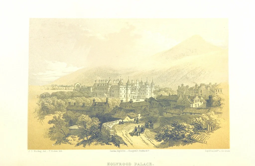 An illustration from Scotland delineated in a series of views by C. Stanfield ... G. Cattermole ... (Sir W. Allan) ...Drawn in lithography by J. D. Harding (Carrick, etc.). With historical, antiquarian and descriptive letterpress by J. P. L, 1858, leaf 70