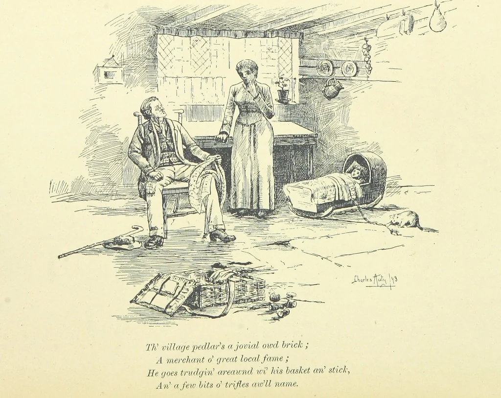 An illustration from Warblin's fro' an Owd Songster. With an introductory sketch by W. Trevor. [Illustrated, 1893, leaf 164