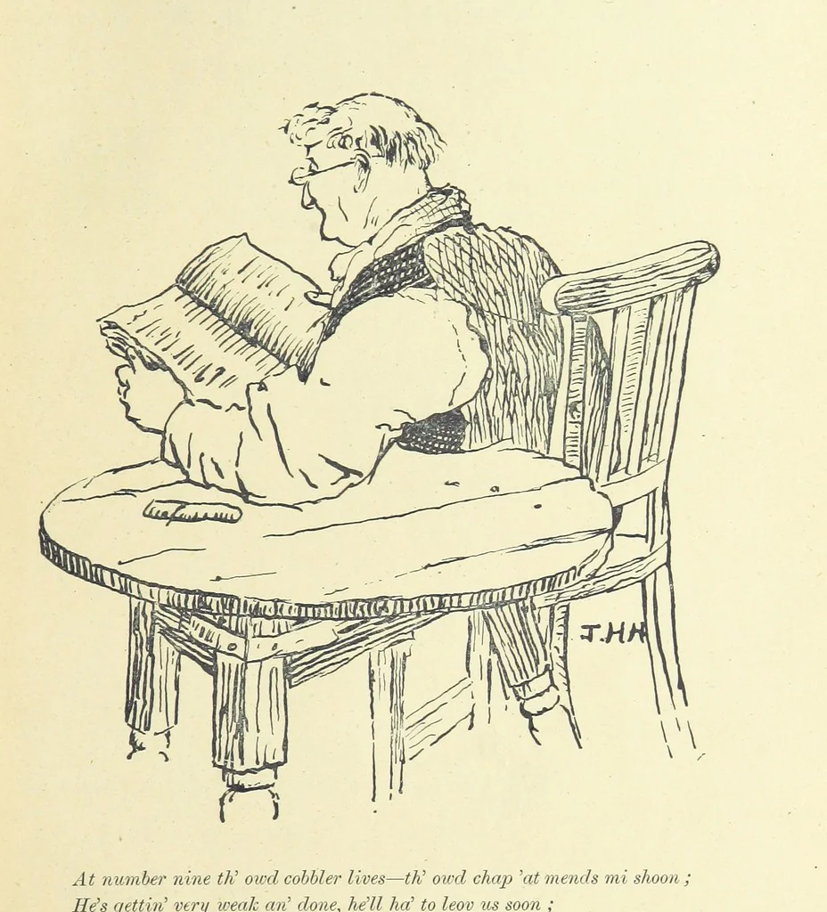 An illustration from Warblin's fro' an Owd Songster. With an introductory sketch by W. Trevor. [Illustrated, 1893, leaf 29