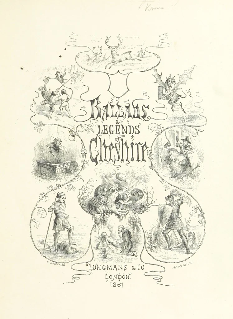 An illustration from Ballads and Legends of Cheshire. [Collected and edited by E. L., with illustrations.] L.P, 1867, leaf 13