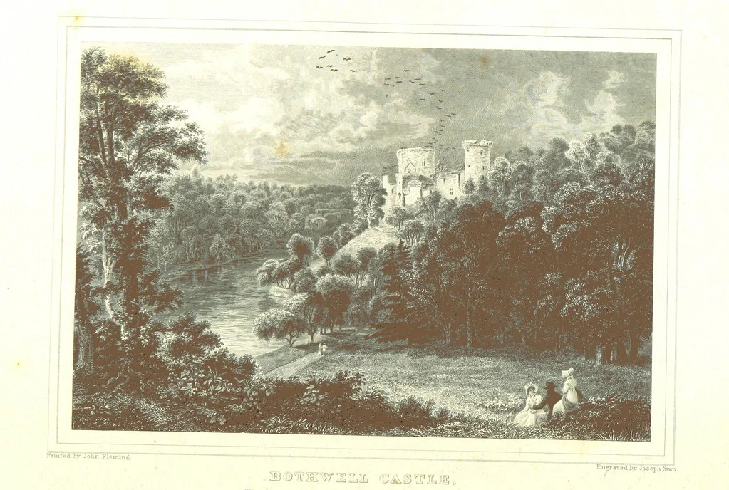 An illustration from Select views on the River Clyde, engraved by J. Swan, from drawings by J. Fleming, with historical and descriptive illustrations by J. M. L, 1830, leaf 104