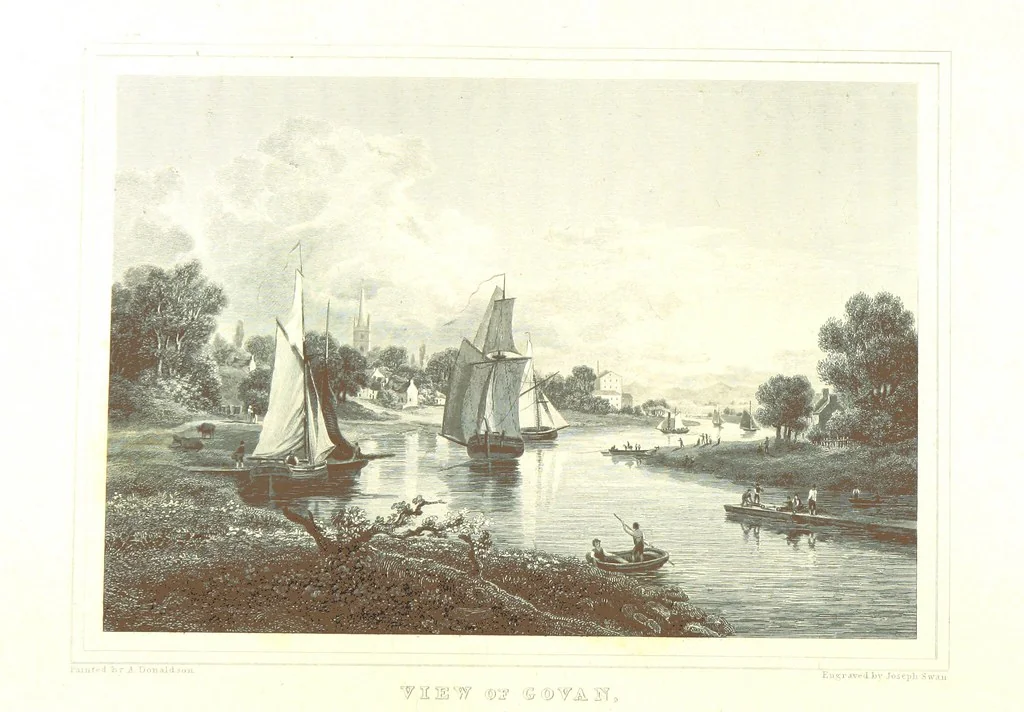 An illustration from Select views on the River Clyde, engraved by J. Swan, from drawings by J. Fleming, with historical and descriptive illustrations by J. M. L, 1830, leaf 122
