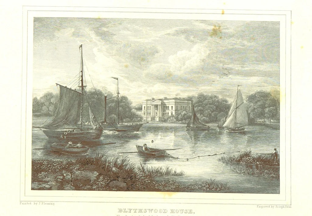 An illustration from Select views on the River Clyde, engraved by J. Swan, from drawings by J. Fleming, with historical and descriptive illustrations by J. M. L, 1830, leaf 128