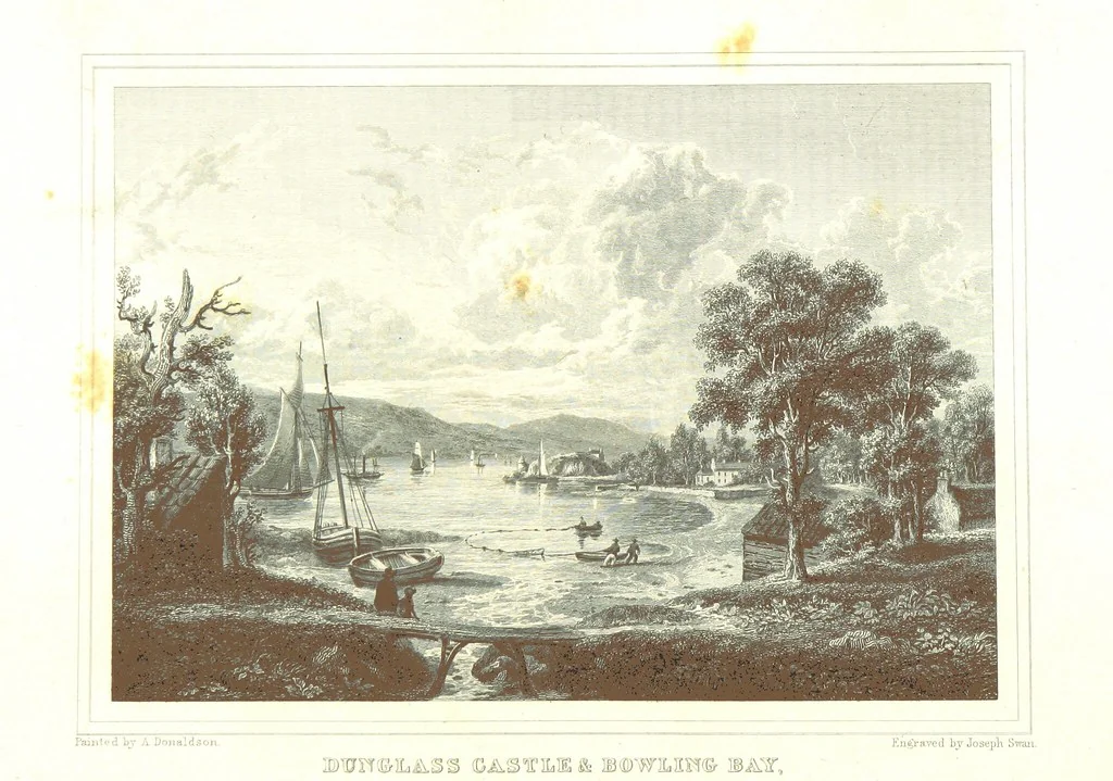 An illustration from Select views on the River Clyde, engraved by J. Swan, from drawings by J. Fleming, with historical and descriptive illustrations by J. M. L, 1830, leaf 142