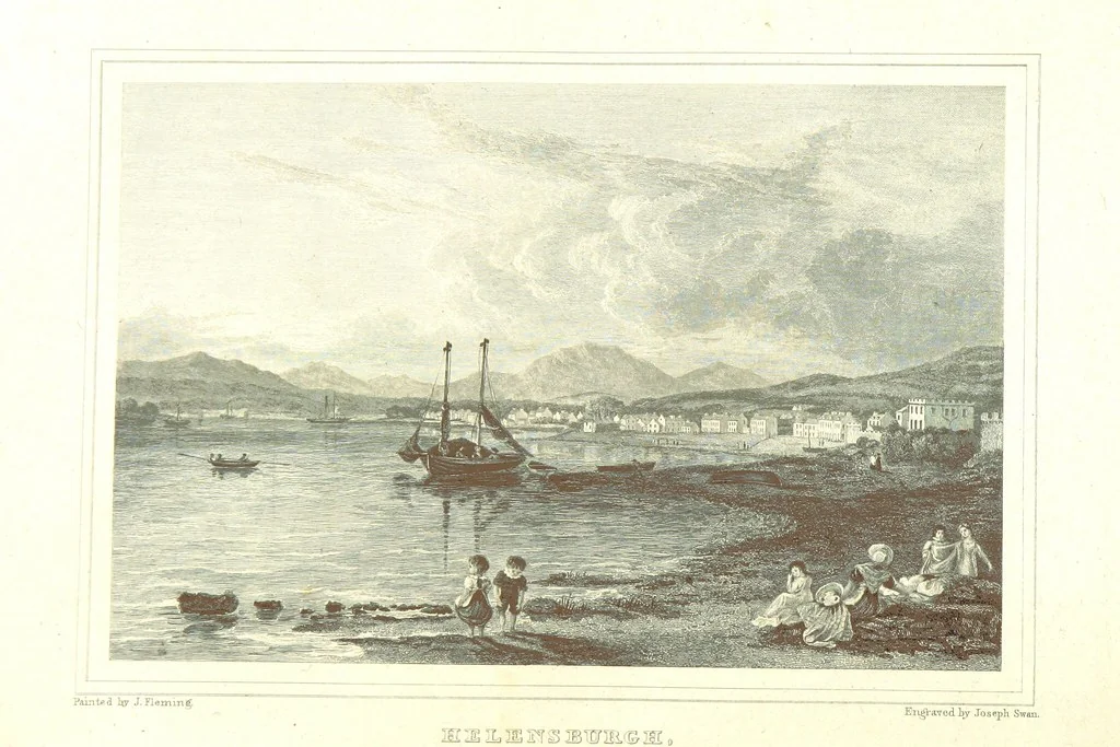 An illustration from Select views on the River Clyde, engraved by J. Swan, from drawings by J. Fleming, with historical and descriptive illustrations by J. M. L, 1830, leaf 182