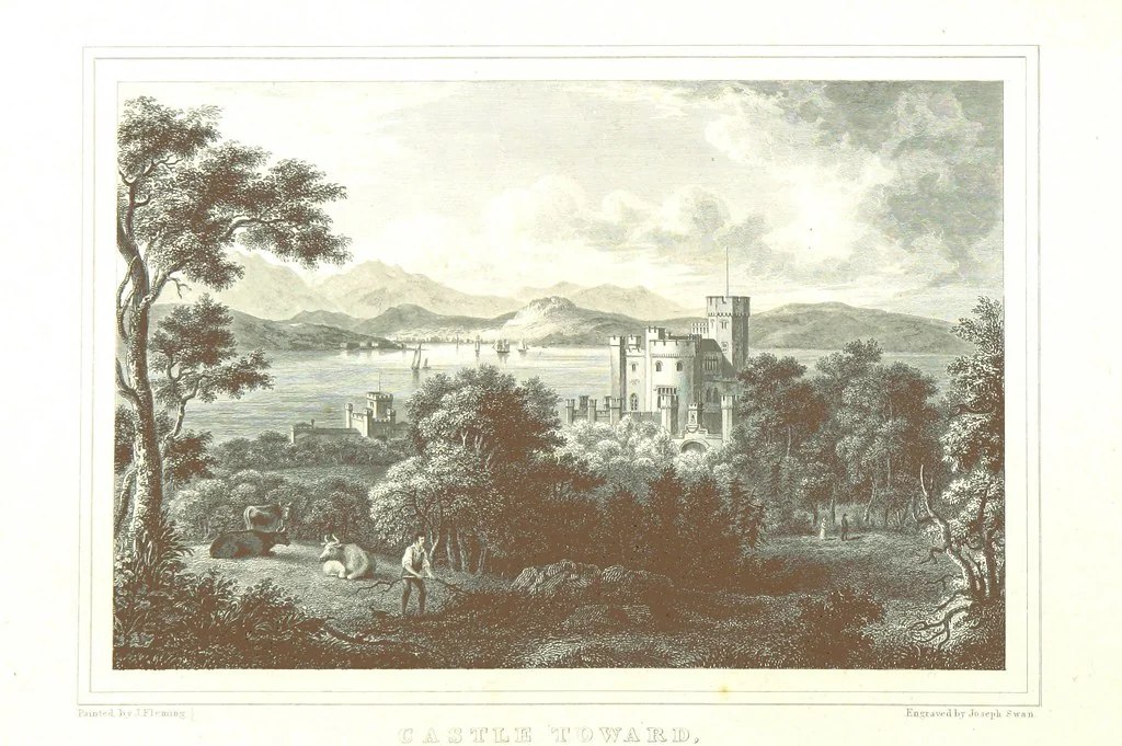 An illustration from Select views on the River Clyde, engraved by J. Swan, from drawings by J. Fleming, with historical and descriptive illustrations by J. M. L, 1830, leaf 256