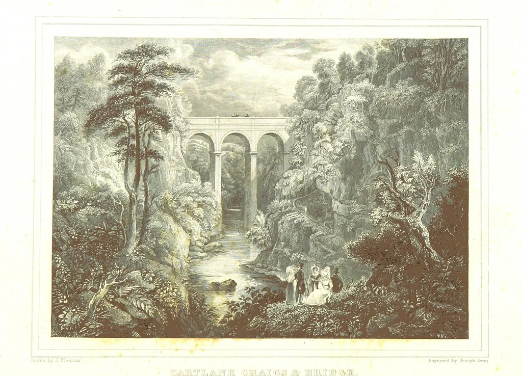 An illustration from Select views on the River Clyde, engraved by J. Swan, from drawings by J. Fleming, with historical and descriptive illustrations by J. M. L, 1830, leaf 34