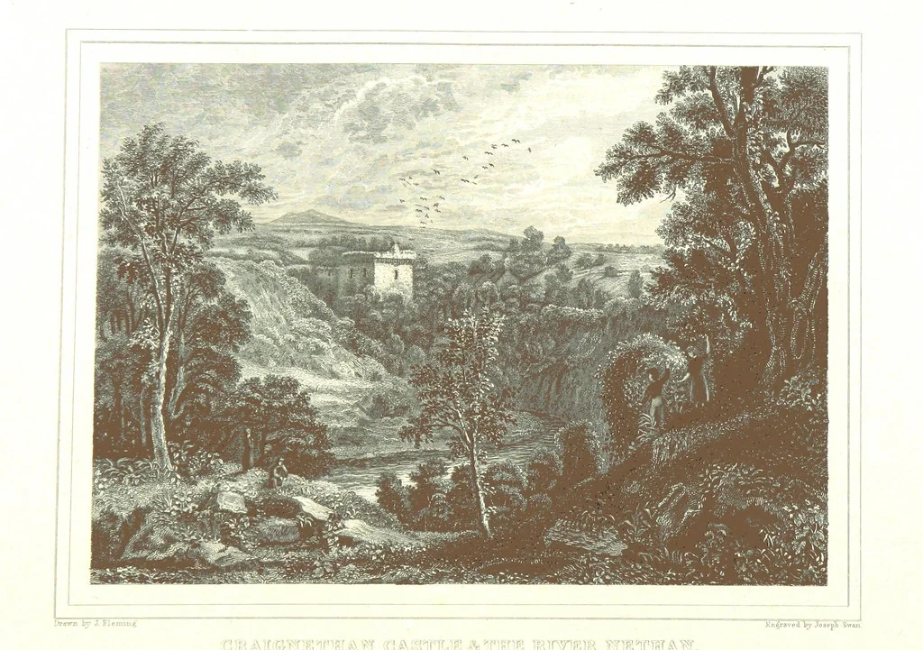 An illustration from Select views on the River Clyde, engraved by J. Swan, from drawings by J. Fleming, with historical and descriptive illustrations by J. M. L, 1830, leaf 70