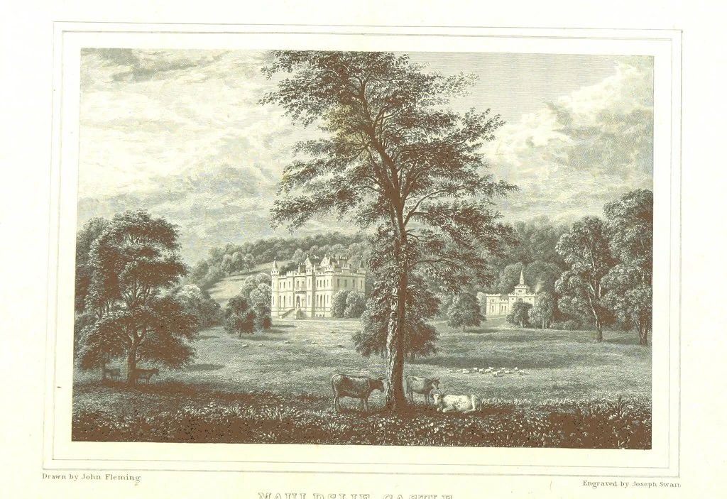 An illustration from Select views on the River Clyde, engraved by J. Swan, from drawings by J. Fleming, with historical and descriptive illustrations by J. M. L, 1830, leaf 78