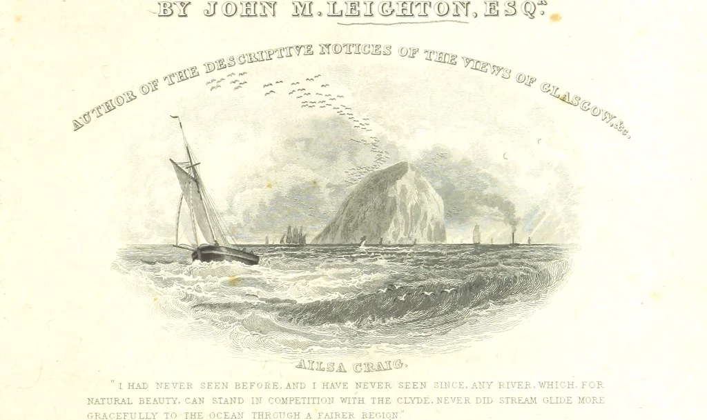 An illustration from Select views on the River Clyde, engraved by J. Swan, from drawings by J. Fleming, with historical and descriptive illustrations by J. M. L, 1830, leaf 9