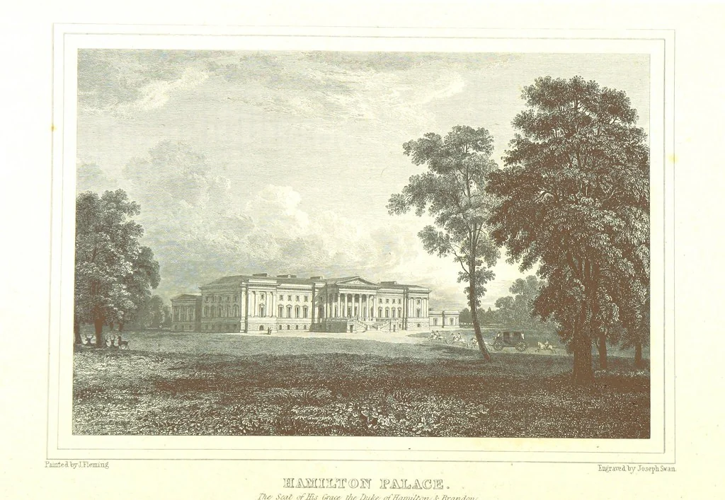 An illustration from Select views on the River Clyde, engraved by J. Swan, from drawings by J. Fleming, with historical and descriptive illustrations by J. M. L, 1830, leaf 94