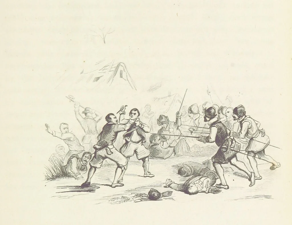 An illustration from Herinneringen uit den worstelstrijd met Spanje ... Met op staal gegraveerde platen, 1853, leaf 103