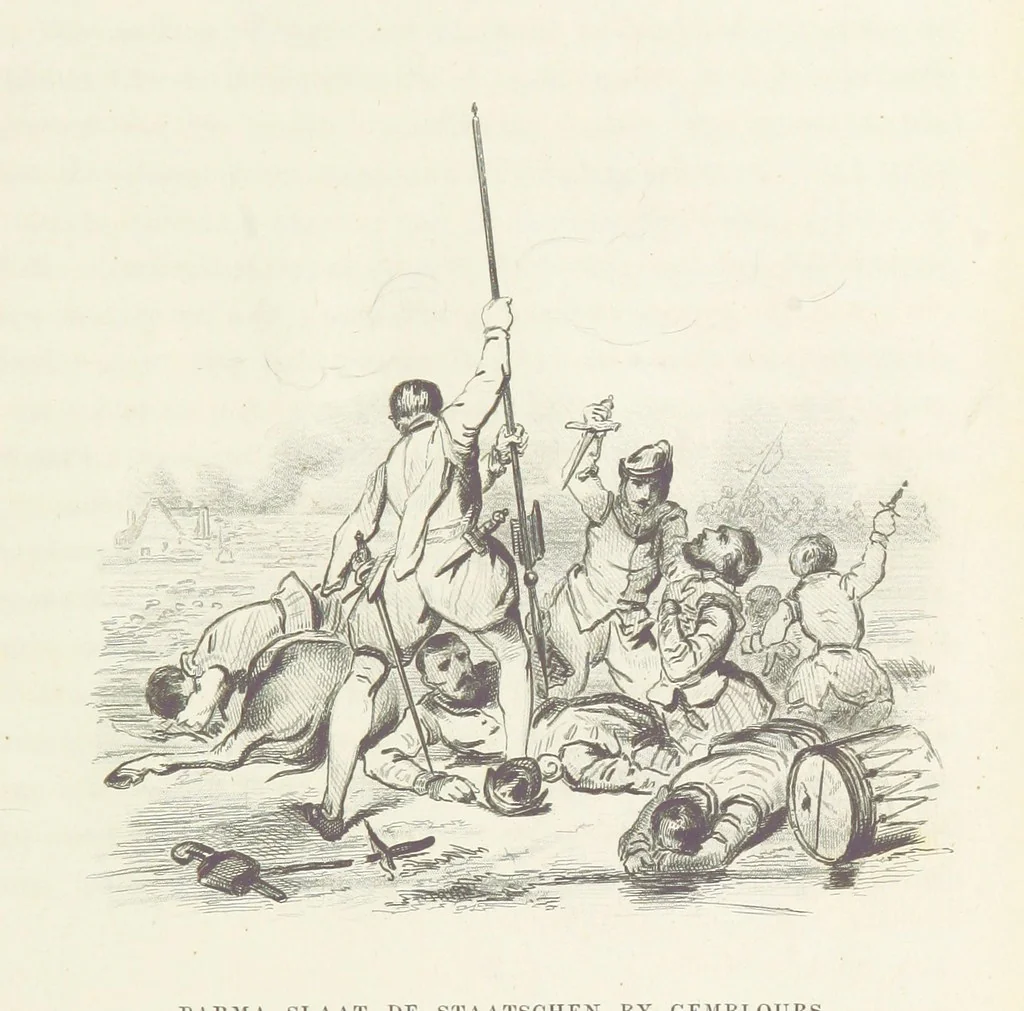 An illustration from Herinneringen uit den worstelstrijd met Spanje ... Met op staal gegraveerde platen, 1853, leaf 239