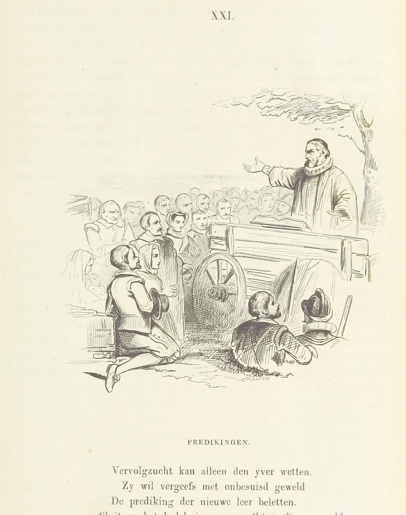 An illustration from Herinneringen uit den worstelstrijd met Spanje ... Met op staal gegraveerde platen, 1853, leaf 95
