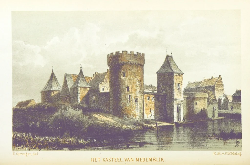 An illustration from Merkwaardige Kasteelen in Nederland. Door Mr J. van L. en W. J. H. Plates, 1854, leaf 112