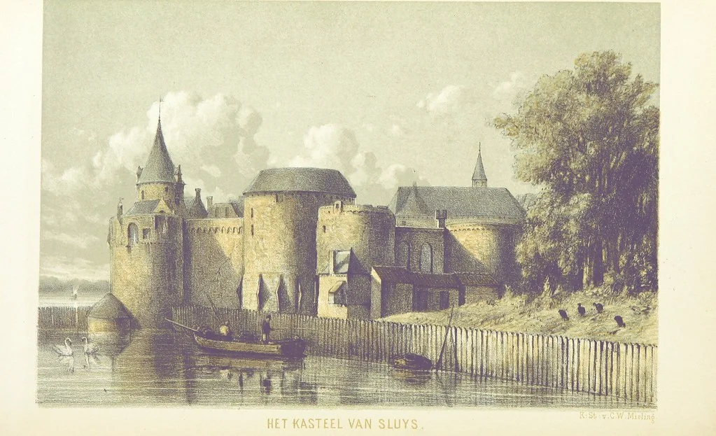 An illustration from Merkwaardige Kasteelen in Nederland. Door Mr J. van L. en W. J. H. Plates, 1854, leaf 194