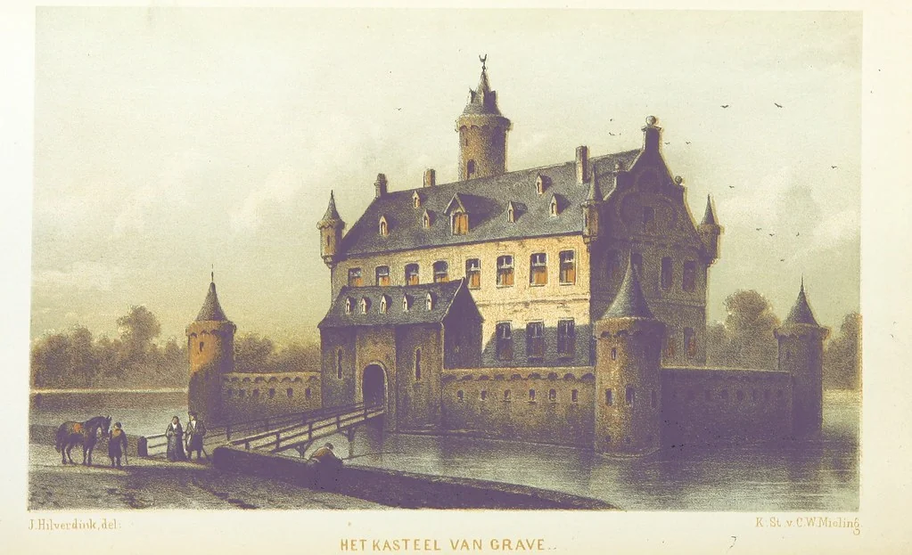 An illustration from Merkwaardige Kasteelen in Nederland. Door Mr J. van L. en W. J. H. Plates, 1854, leaf 244