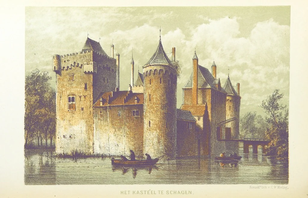 An illustration from Merkwaardige Kasteelen in Nederland. Door Mr J. van L. en W. J. H. Plates, 1854, leaf 546