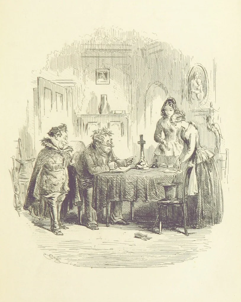 An illustration from The Daltons; or, Three Roads in Life. ... With illustrations by Phiz [i.e. H. K. Browne, 1852, leaf 67
