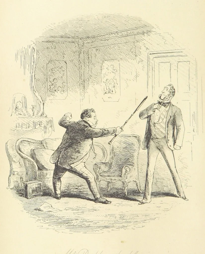 An illustration from The Dodd Family Abroad. ... With illustrations by Phiz [i.e. H. K. Browne, 1854, leaf 288