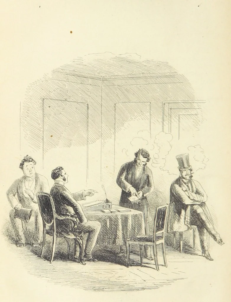 An illustration from The Dodd Family Abroad. ... With illustrations by Phiz [i.e. H. K. Browne, 1854, leaf 718