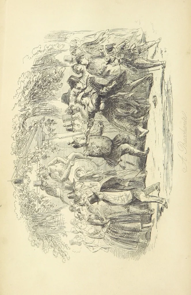 An illustration from The Dodd Family Abroad. ... With illustrations by Phiz [i.e. H. K. Browne, 1854, leaf 82